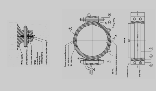 Flange Repair Clamps Manufacturer and Supplier Drawing of Flange repaire flange